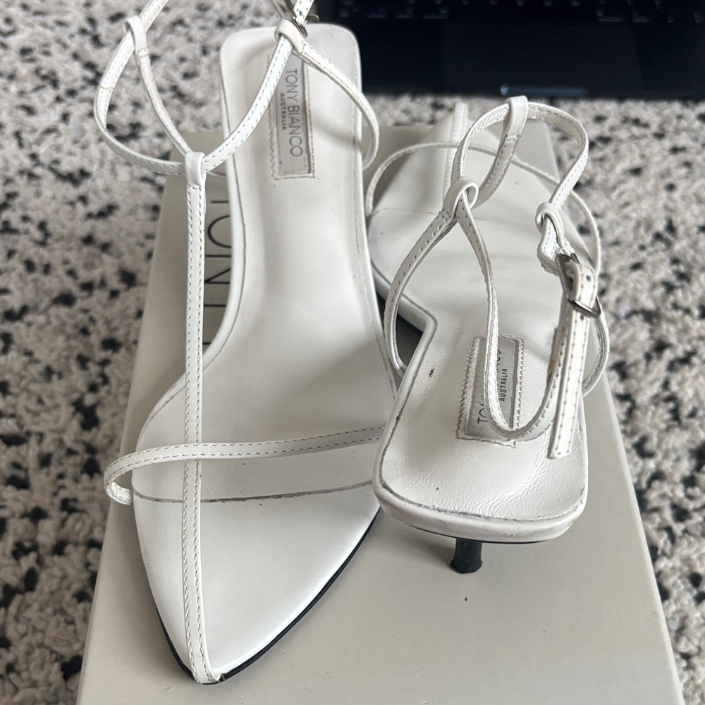 Tony Bianco Strappy White Heels Size 8